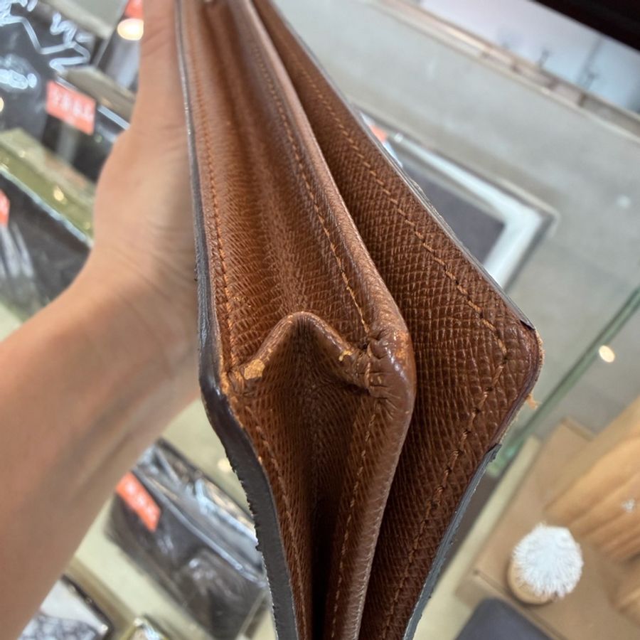 Louis Vuitton M60825原花焦糖內裡對開6卡長夾-21