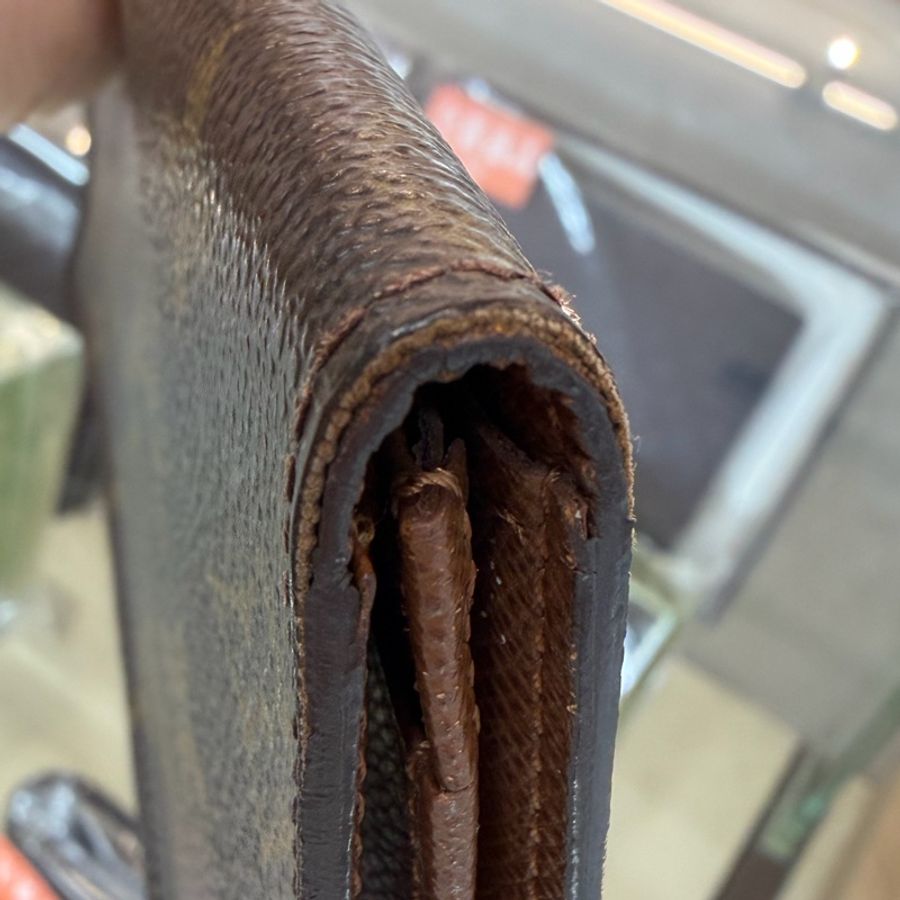 Louis Vuitton M60825原花焦糖內裡對開6卡長夾-25