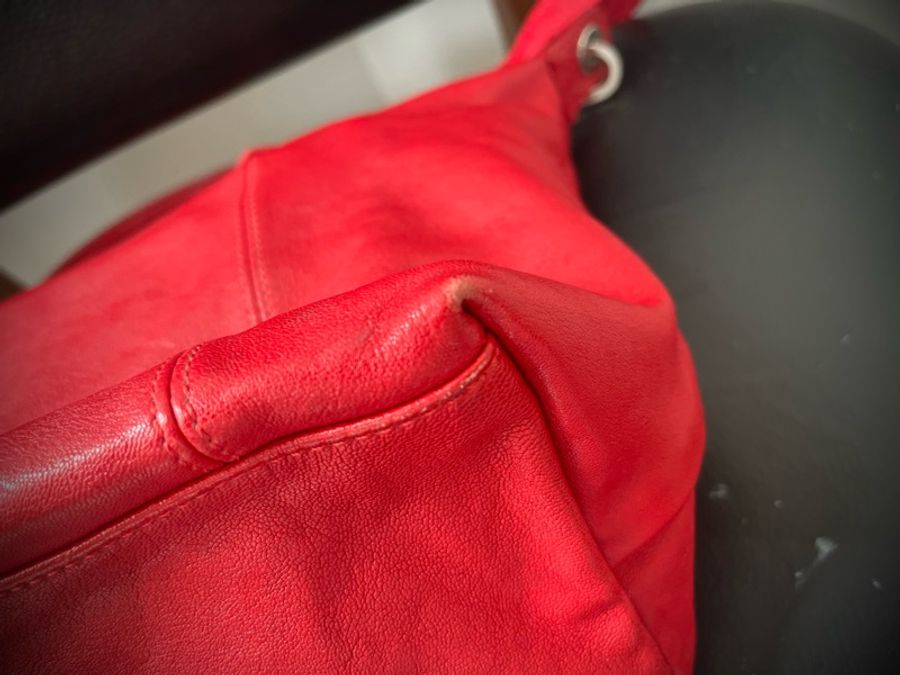 longchamp  LE PLIAGE 紅色皮革手提包S-14