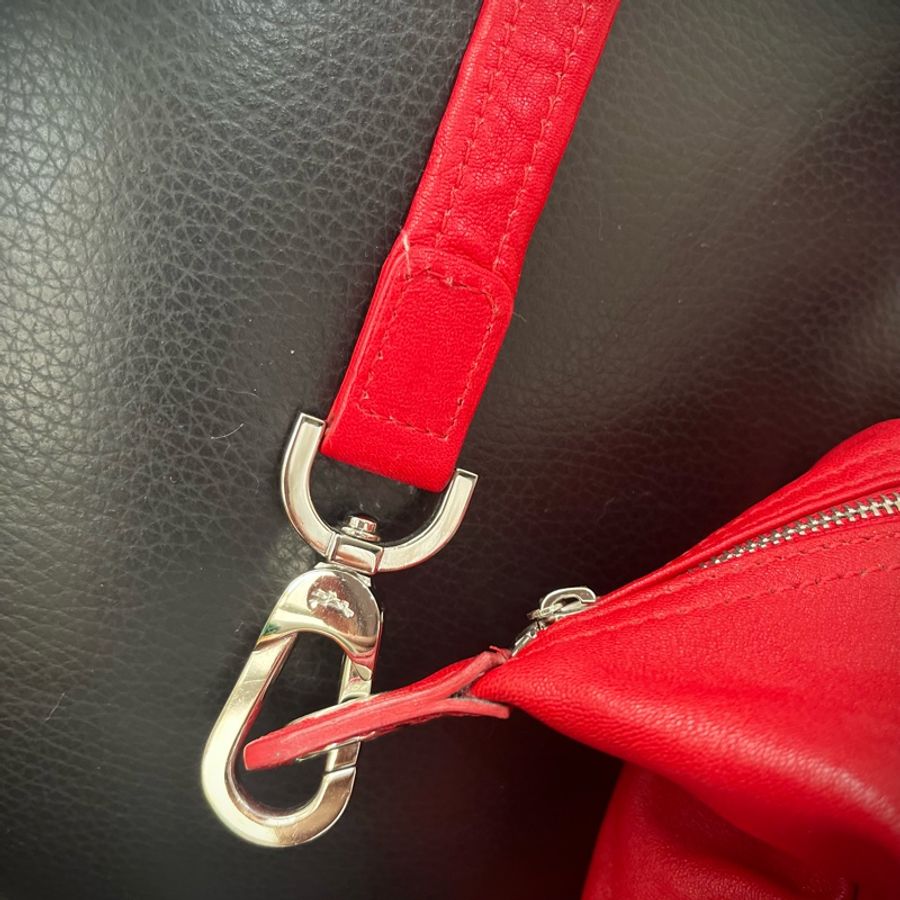 longchamp  LE PLIAGE 紅色皮革手提包S-23