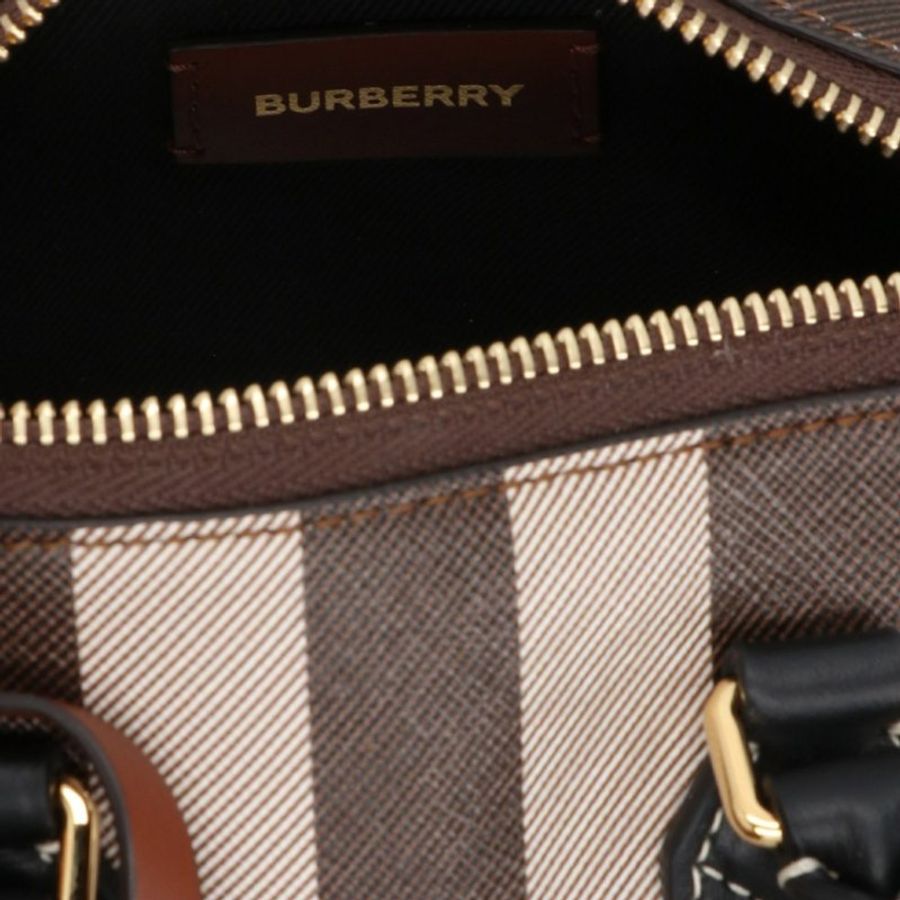 【BURBERRY 巴寶莉】Check Mini Bowling 迷你 格紋 肩背包 斜背包 保齡球包 深樺木棕色-2