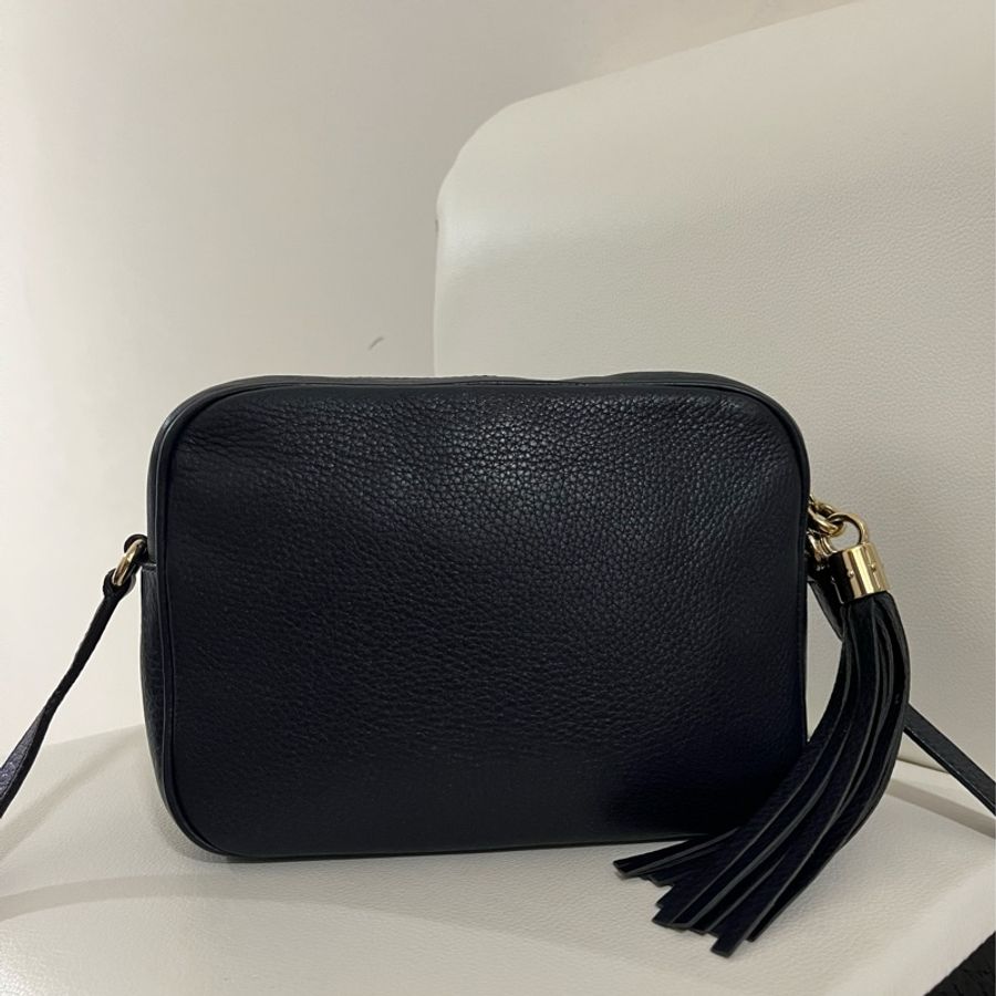 Gucci Soho 藍黑色流蘇相機/斜背包-3