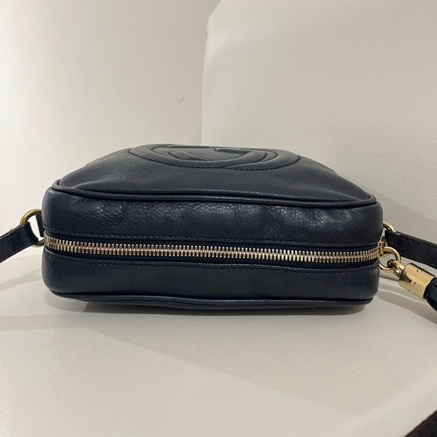 Gucci Soho 藍黑色流蘇相機/斜背包-12