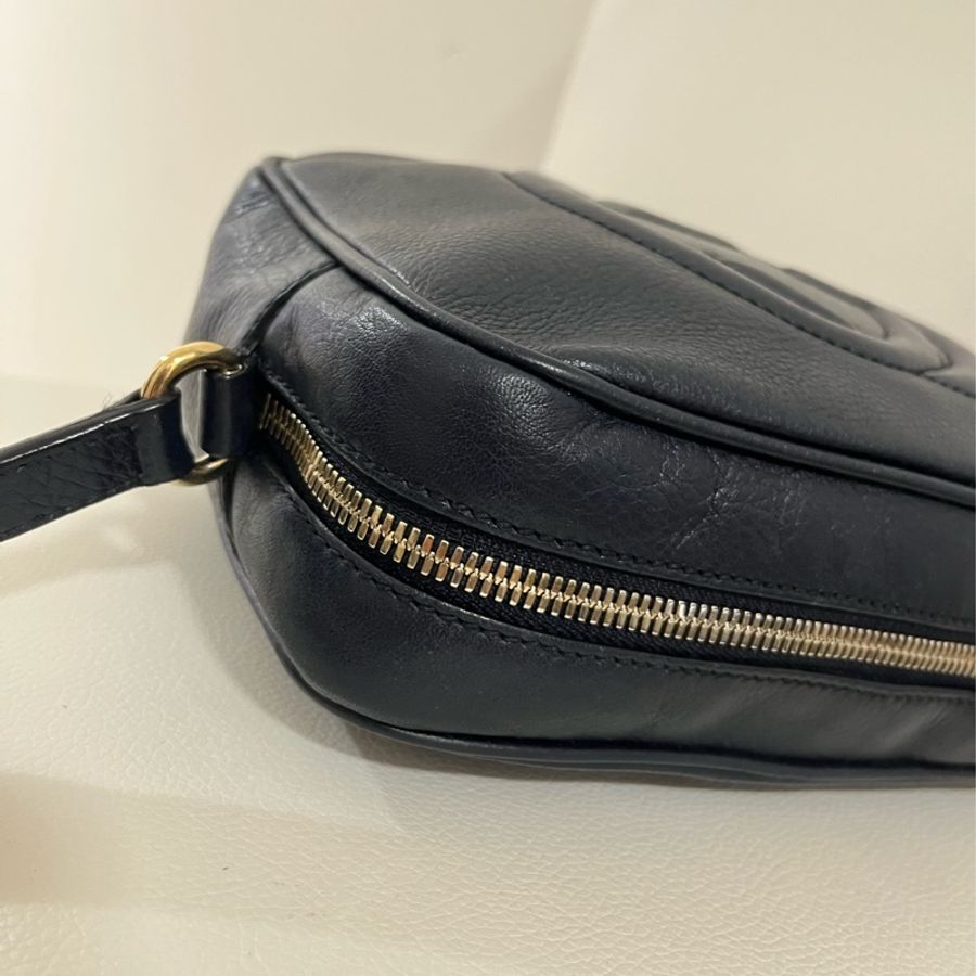 Gucci Soho 藍黑色流蘇相機/斜背包-13