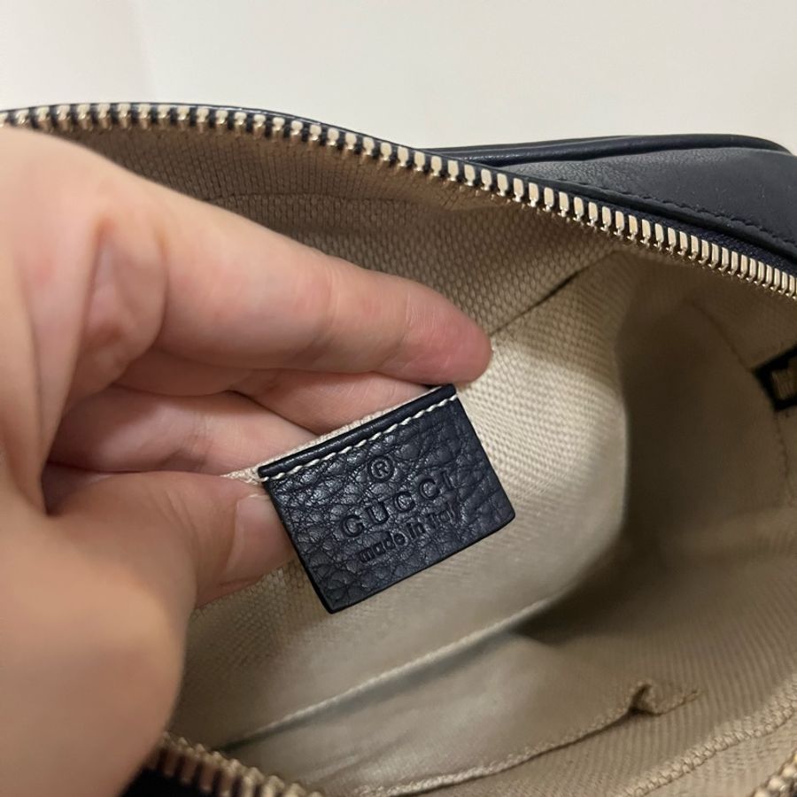 Gucci Soho 藍黑色流蘇相機/斜背包-17
