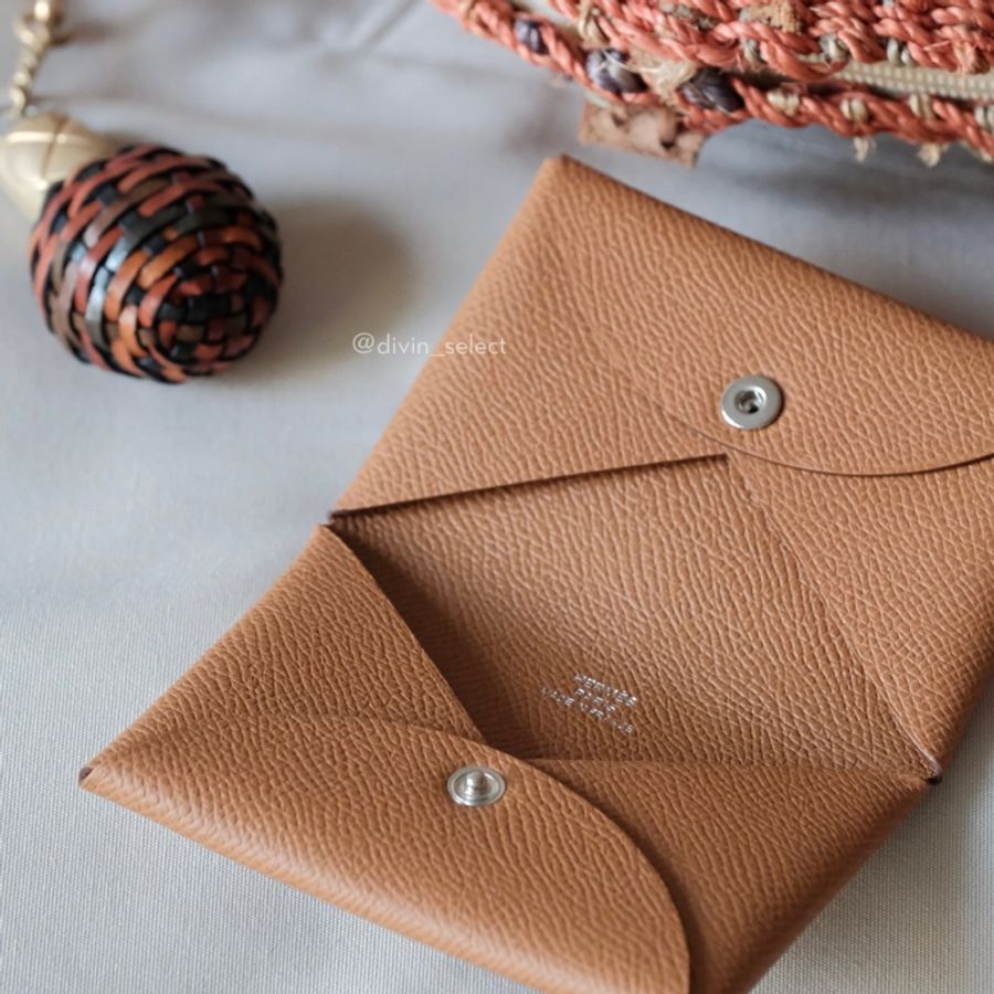 Hermès Calvi Cardholder 金棕色 卡包-2