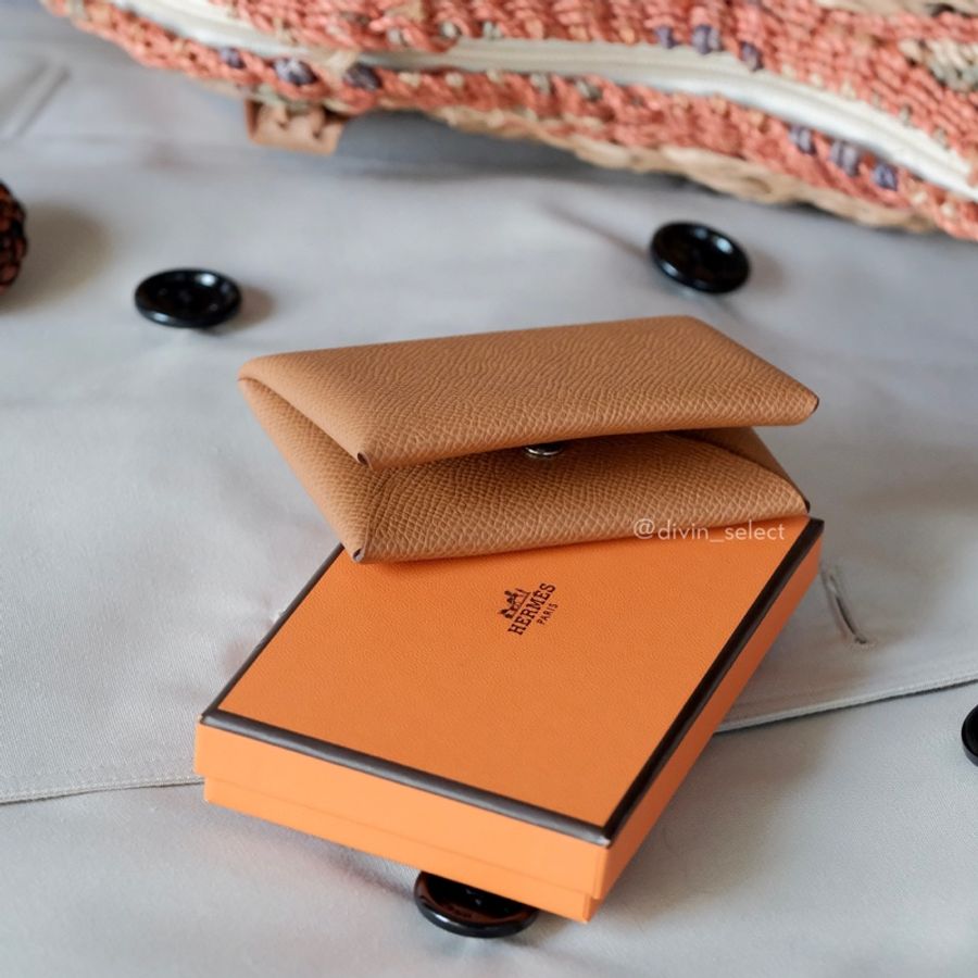 Hermès Calvi Cardholder 金棕色 卡包-8