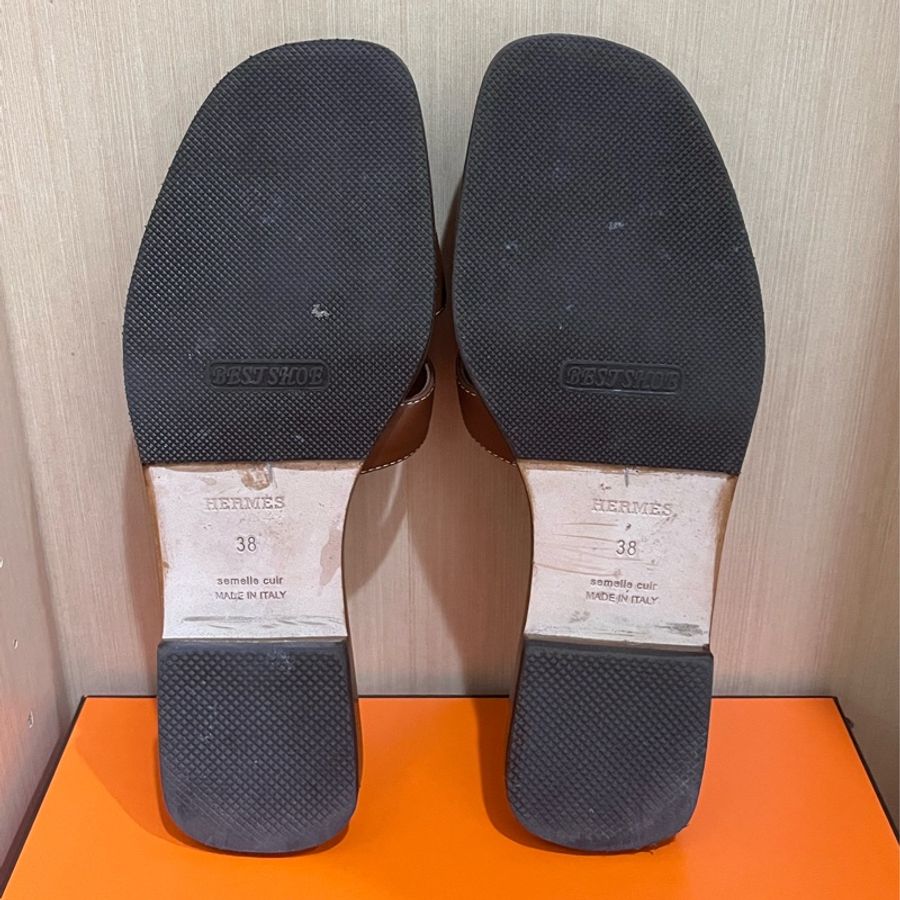 Hermes oran H拖鞋 金棕色38號（已鑑定為真品）-7