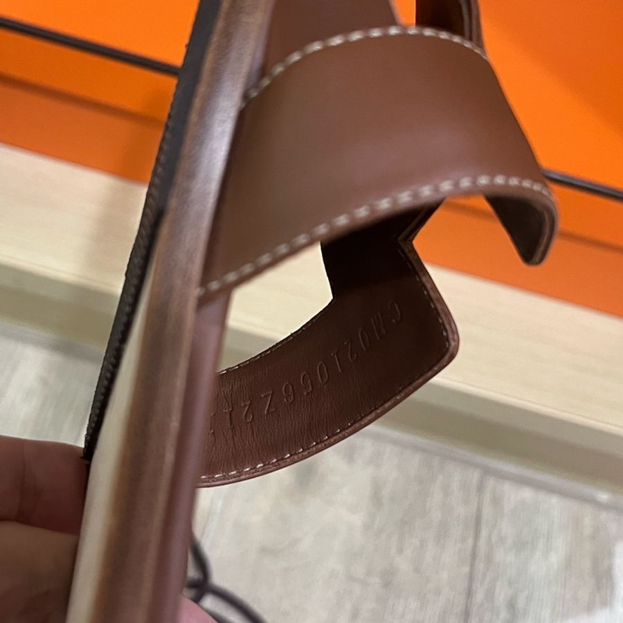 Hermes oran H拖鞋 金棕色38號（已鑑定為真品）-10