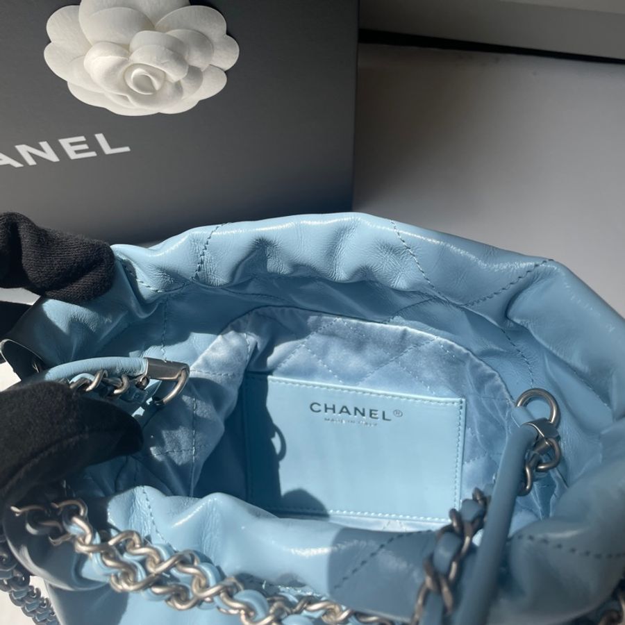 Chanel 22 Bag mini 淺藍 全新-2