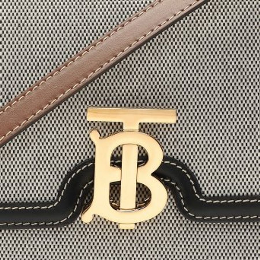 🎁特價🎁Burberry 80306661 小型三色帆布及皮革 TB 包 灰色/黑色/棕色《全新商品 》-18