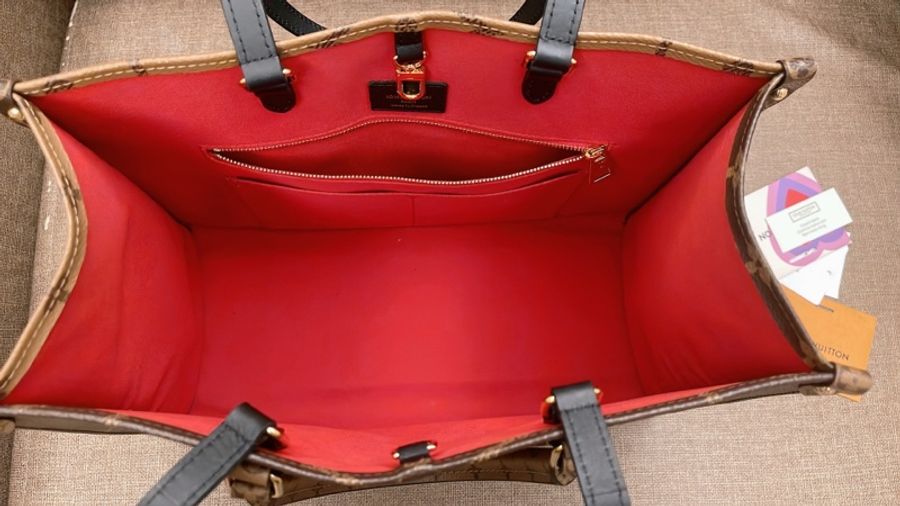 Lv OntheGo MM雙色雙面可手提可肩背購物包 托特包 M45321-11
