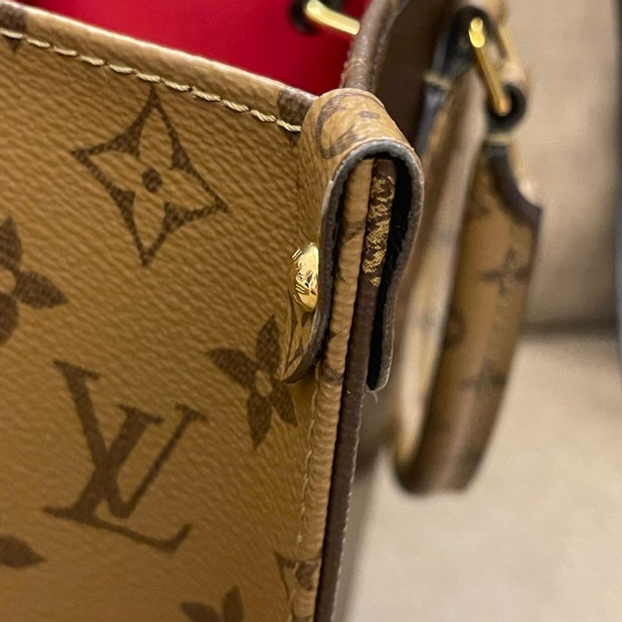 Lv OntheGo MM雙色雙面可手提可肩背購物包 托特包 M45321-17