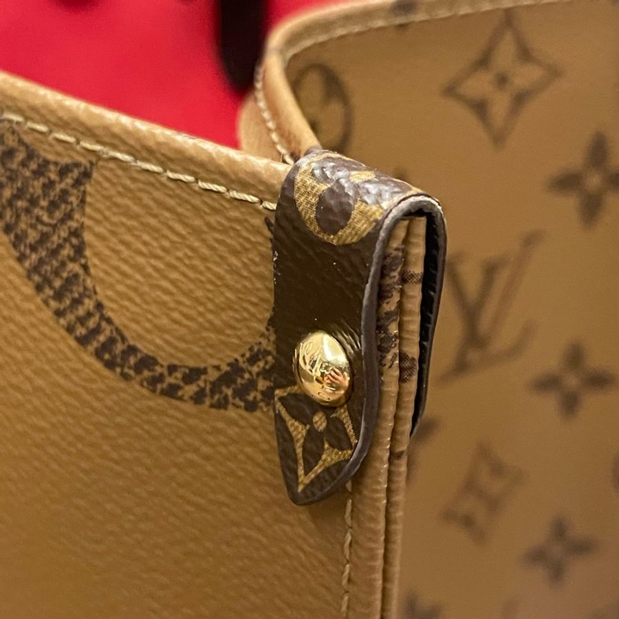 Lv OntheGo MM雙色雙面可手提可肩背購物包 托特包 M45321-18