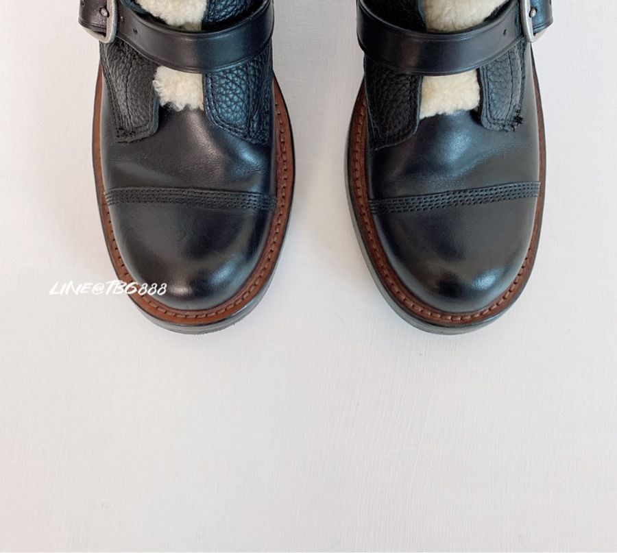 Coach Moto Shearling Boots 軍靴 中筒靴 白毛-4