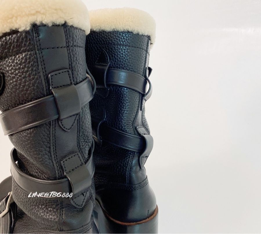 Coach Moto Shearling Boots 軍靴 中筒靴 白毛-6