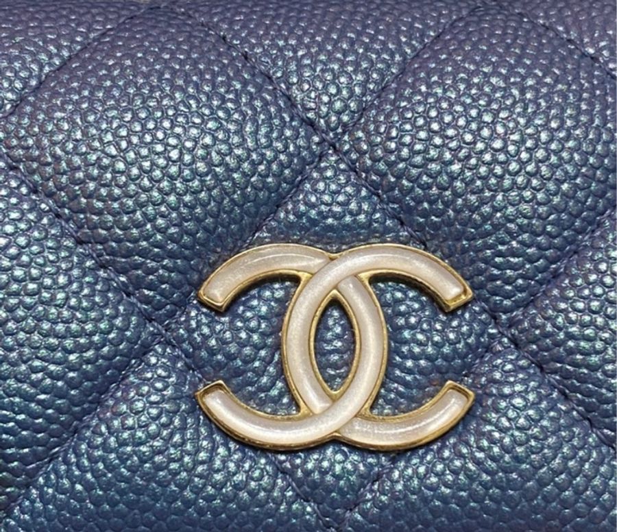 Chanel 幻彩珠光藍 季節限量款 荔枝牛皮 三折短夾-3