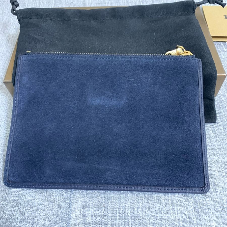 Loewe 深藍色 麂皮 小包-7