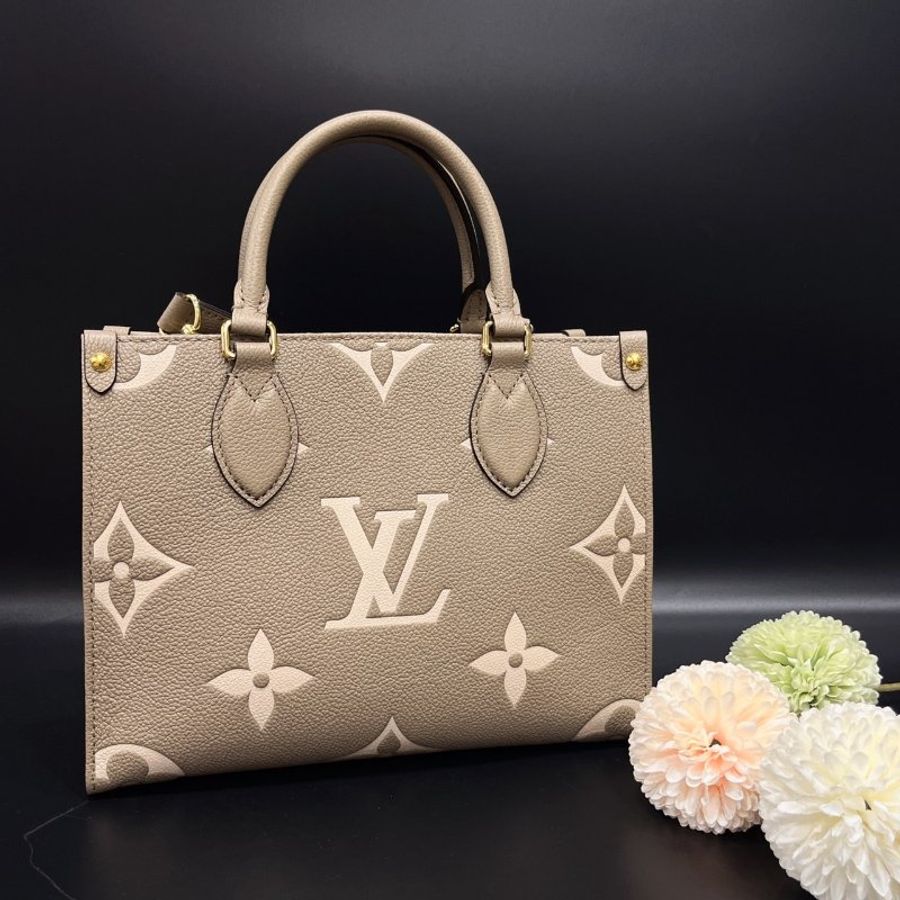 Louis Vuitton LV 斑鳩灰色 全皮ONTHEGO 小款 二用包/斜背包/肩背包/手提包-0