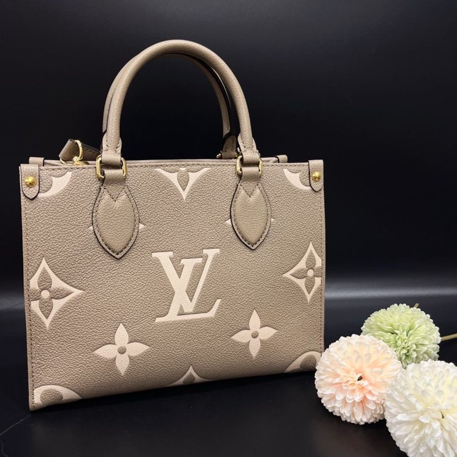 Louis Vuitton LV 斑鳩灰色 全皮ONTHEGO 小款 二用包/斜背包/肩背包/手提包-1
