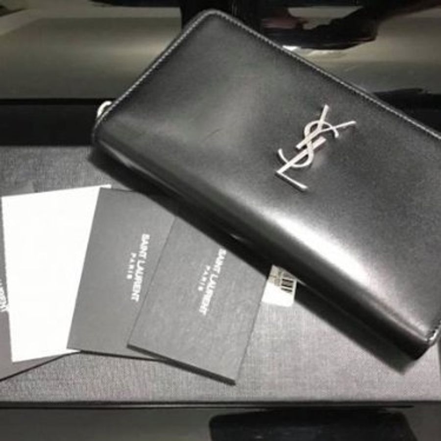 Saint Laurent 529899 經典 Cassandre YSL 滑面小牛皮拉鍊特大款長夾-0