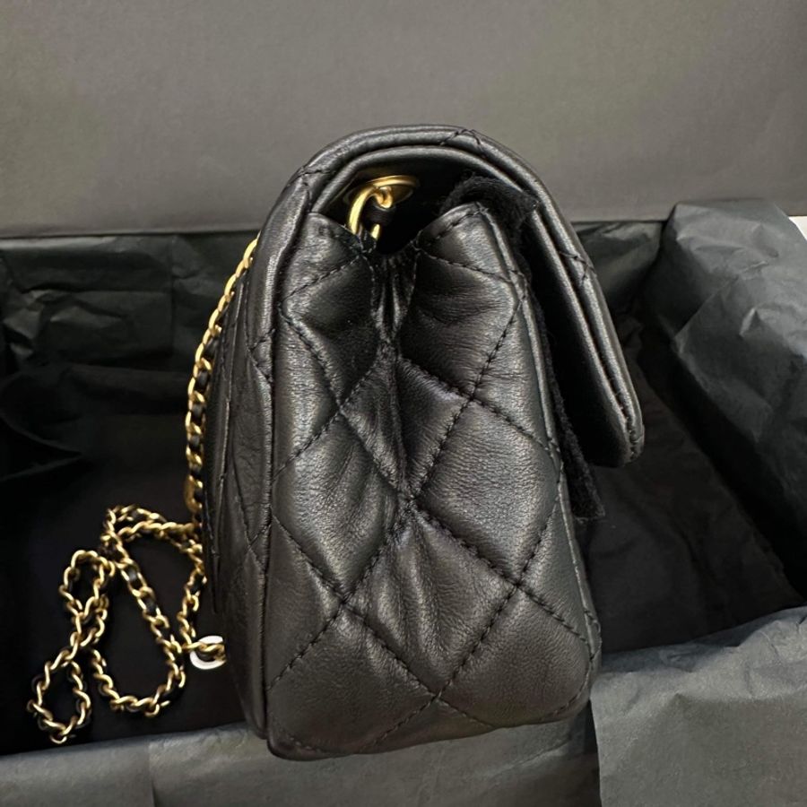 chanel mini 20金球 晶片款近全新 膠膜未拆 全配有購證 金球方胖 cf20 黑金 經典款-20