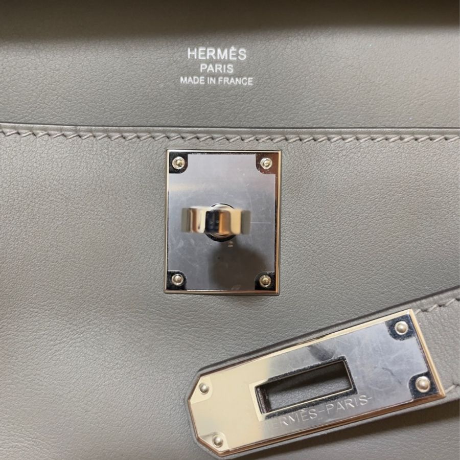Hermes 愛馬仕 Jypsiere mini Swift牛皮斜背包(OL積雨雲U刻銀釦)-8