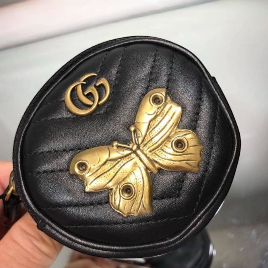 🎁母親節特價🎁Gucci 488423 GG Marmont 飛蛾鉚釘手腕零錢包【促銷品】-1