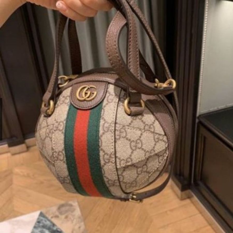 🎀快閃好價✨Gucci 574794 Ophidia GG帆布小牛皮球型手提包-11