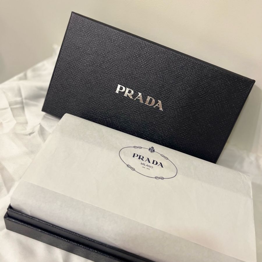 PRADA Saffiano皮革 雙層拉鍊 藍色 單肩袋 斜揹袋-0