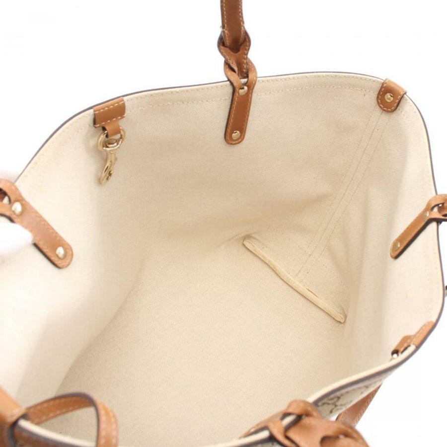 【日本直送】 中古GUCCI[B]GG帆布 肩包 托特包 帆布 皮革 淺褐色 卡其棕色 金色-2