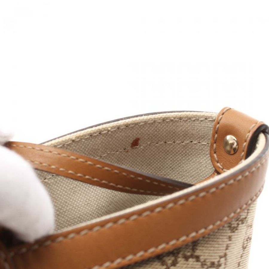 【日本直送】 中古GUCCI[B]GG帆布 肩包 托特包 帆布 皮革 淺褐色 卡其棕色 金色-6