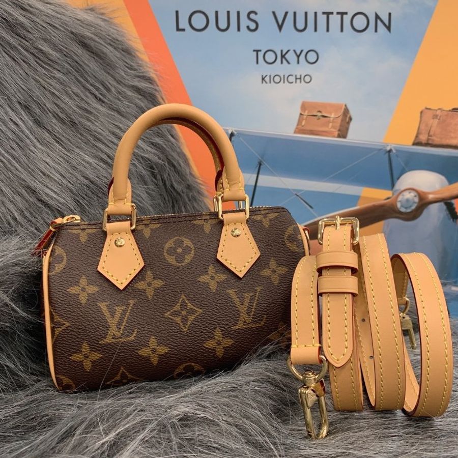Louis Vuitton LV 老花字紋 Nano Speedy迷你波士頓包/手提包/斜背包-0
