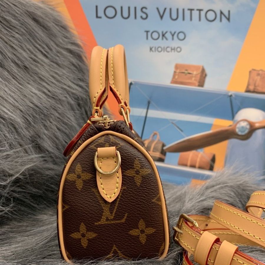 Louis Vuitton LV 老花字紋 Nano Speedy迷你波士頓包/手提包/斜背包-3