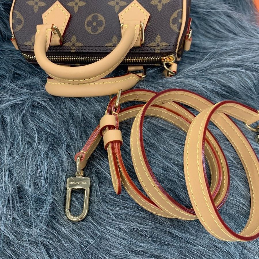 Louis Vuitton LV 老花字紋 Nano Speedy迷你波士頓包/手提包/斜背包-5
