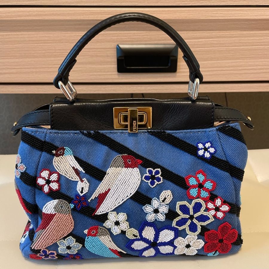 FENDI 特殊限量款 花鳥刺繡 手提肩背兩用(9成8新)-0