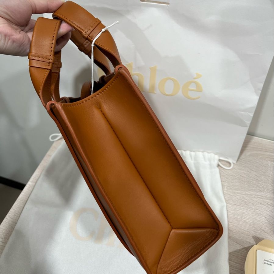 Chloe woody 焦糖色全皮革小號最新款-6