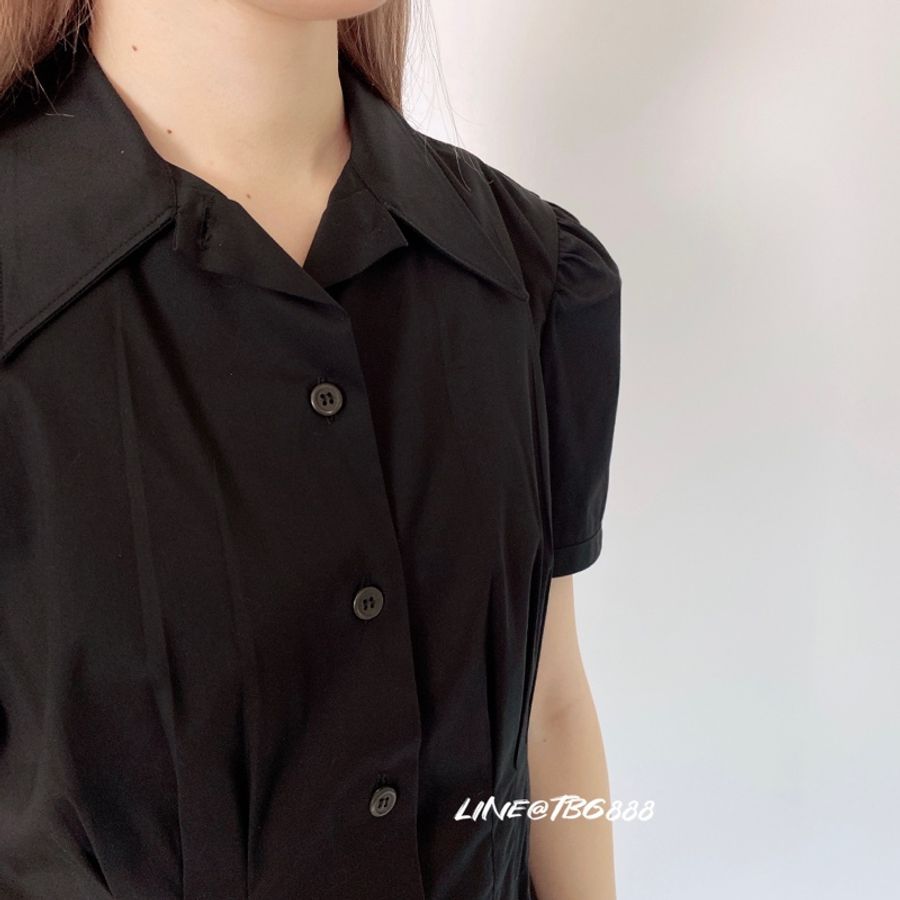 Prada 黑色收腰襯衫-6