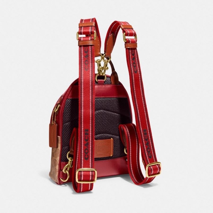 coach CHARTER 18 經典 SIGNATURE 帆布撞色 後背包-6