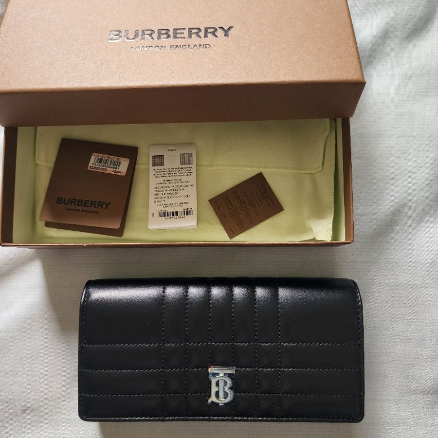burberry lola TB金屬標誌Lola 衍縫羔羊皮羊皮 長夾-0