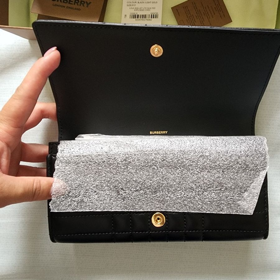 burberry lola TB金屬標誌Lola 衍縫羔羊皮羊皮 長夾-5