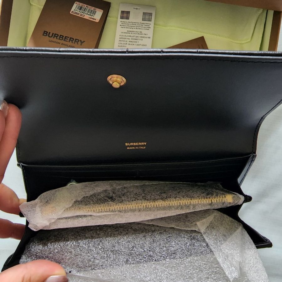 burberry lola TB金屬標誌Lola 衍縫羔羊皮羊皮 長夾-7