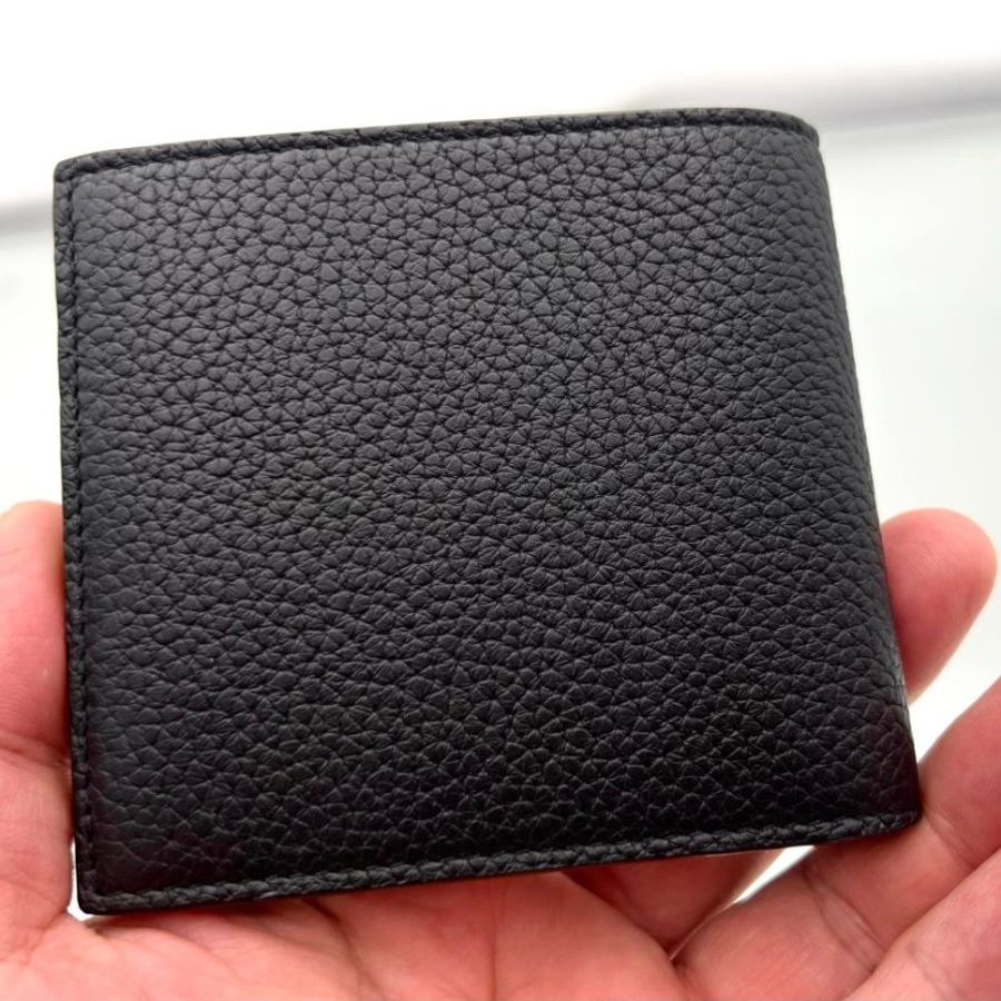 Loewe Anagram 壓花粒面小牛皮雙褶皮夾錢包 黑色-5