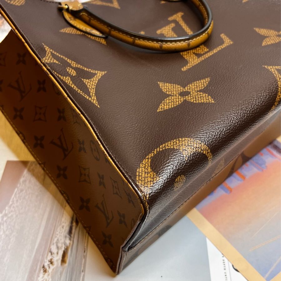 (保留中)Louis Vuitton LV 老花字紋on the go 手提肩背 購物二用包 中號-7