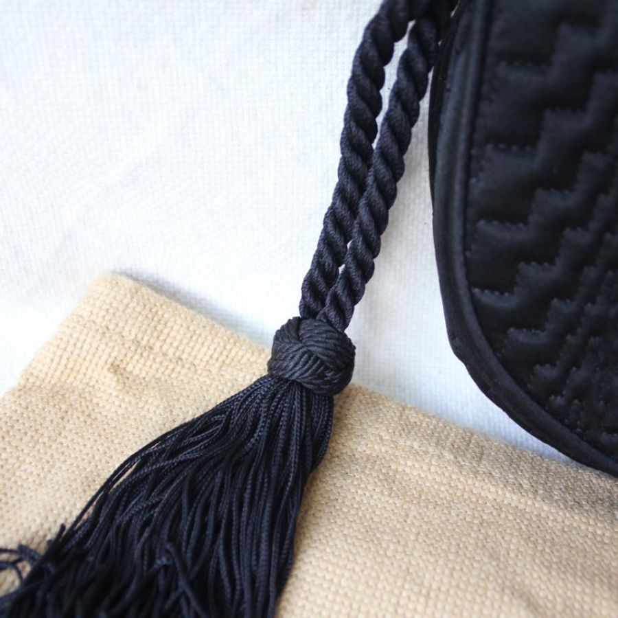 Bally vintage 60s黑色緞面衍縫古董手拿包-4