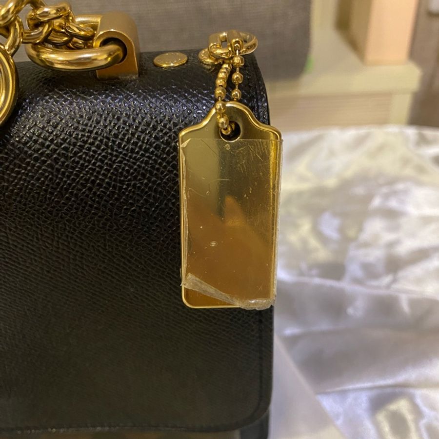 Coach 老花拼接黑色防刮皮金鍊包-5