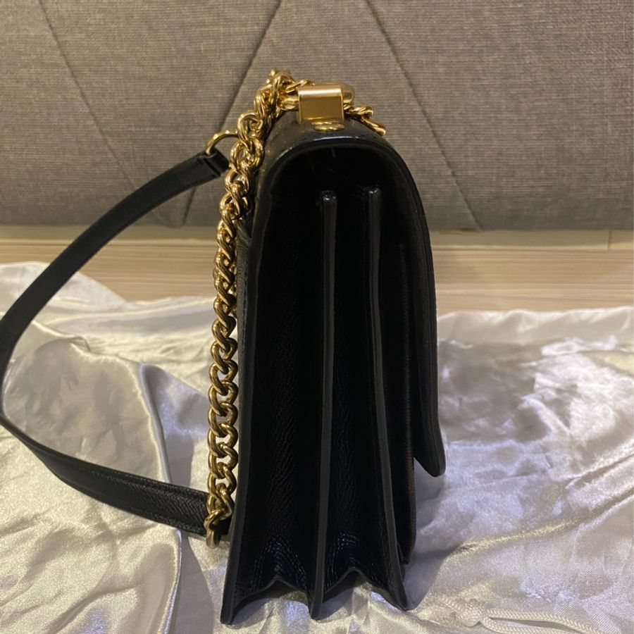Coach 老花拼接黑色防刮皮金鍊包-9