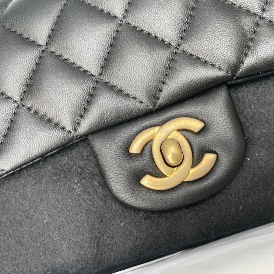 全新 CHANEL 小方胖 方胖子 限量款 霧金色金屬釦 17cm-3