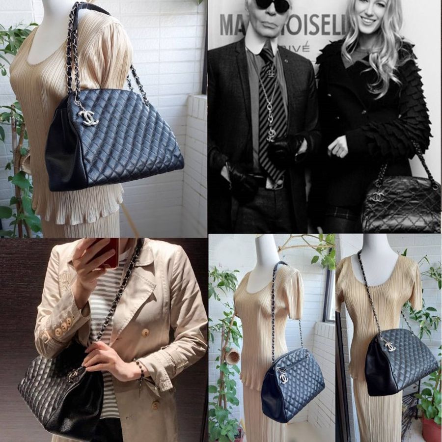 Chanel 香奈兒 🎀現品實拍 🎀 保齡球包款 黑色銀扣肩背鏈包~二手9.5成新-4