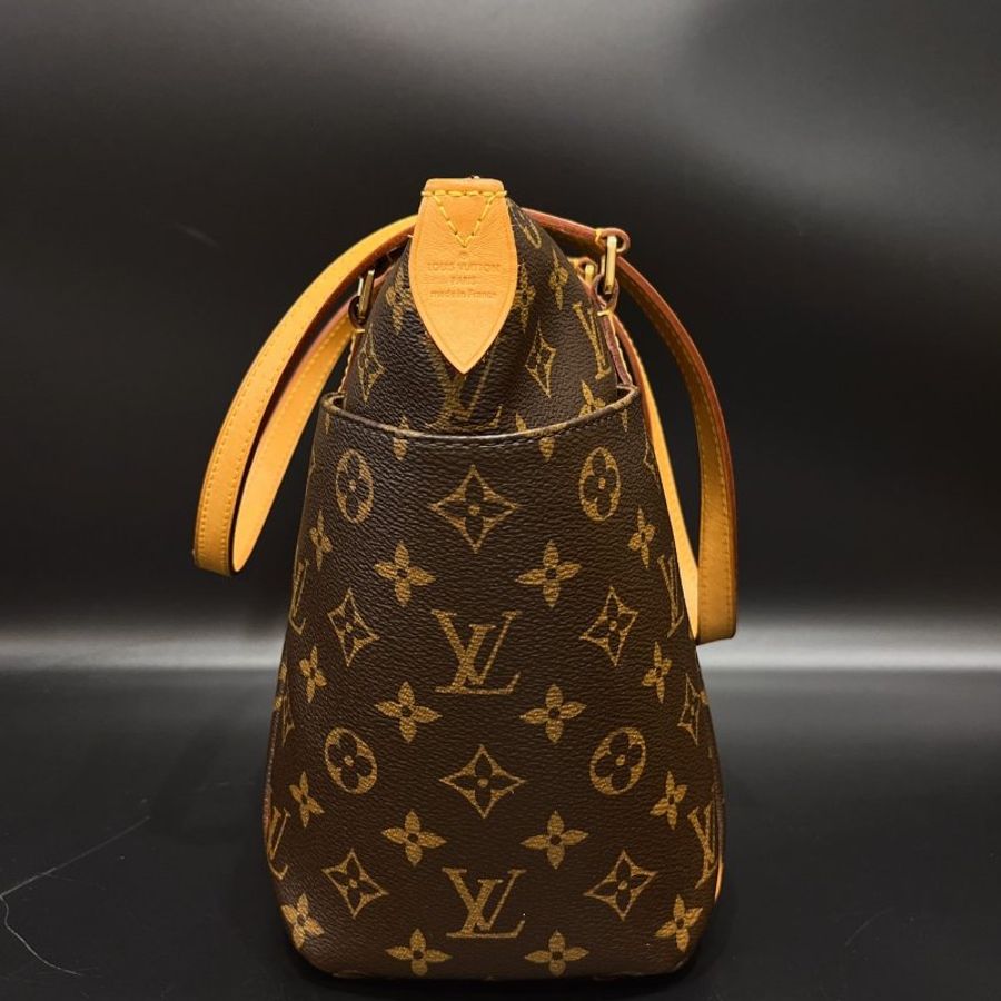 Louis Vuitton LV 老花字紋 小款 口袋天心包/側肩包/購物包-7
